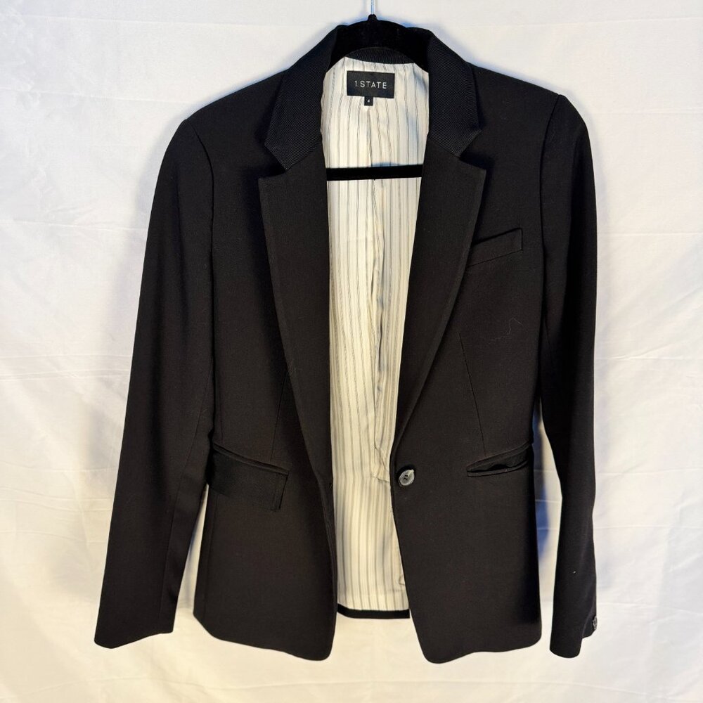 1State Black Blazer w/ Pinstripe Lining
